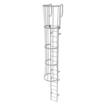 21 ft Overall H, Fixed Ladder with Safety Cage, Steel, 18 Steps, Top Exit, 500 lb Load Capacity MPN:WLFC1218