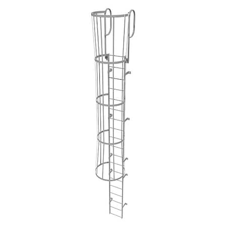 22 ft Overall H, Fixed Ladder with Safety Cage, Steel, 19 Steps, Top Exit, 500 lb Load Capacity MPN:WLFC1219