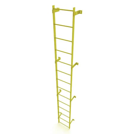 13 ft. Overall H, Ladder, Steel, Standard Fixed, 14-Rung, Steel, 14 Steps, Safety Yellow Finish MPN:WLFS0114-Y