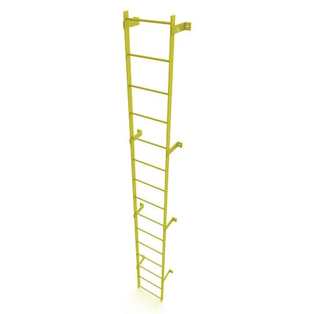 14 ft. Overall H, Ladder, Steel, Standard Fixed, 15-Rung, Steel, 15 Steps, Safety Yellow Finish MPN:WLFS0115-Y