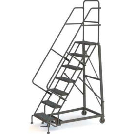 7 Step Perforated Strut 600 Lb. Cap. Heavy Duty Steel Rolling Ladder - KDHD107246 KDHD107246