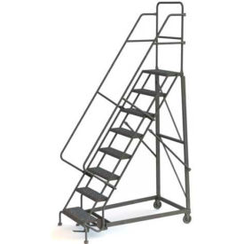 8 Step Perforated Strut 600 Lb. Cap. Heavy Duty Steel Rolling Ladder - KDHD108246 KDHD108246