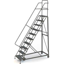 10 Step Perforated Strut 600 Lb. Cap. Heavy Duty Steel Rolling Ladder - KDHD110246 KDHD110246