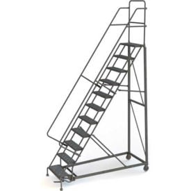 11 Step Perforated Strut 600 Lb. Cap. Heavy Duty Steel Rolling Ladder - KDHD111246 KDHD111246