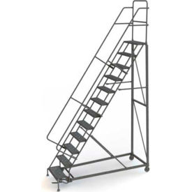 12 Step Perforated Strut 600 Lb. Cap. Heavy Duty Steel Rolling Ladder - KDHD112246 KDHD112246