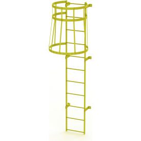 11 Step Steel Caged Fixed Access Ladder Safety Yellow - WLFC1111-Y WLFC1111-Y