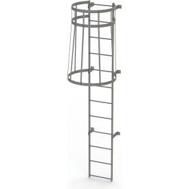 12 Step Steel Caged Fixed Access Ladder Gray - WLFC1112 WLFC1112