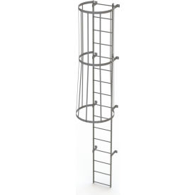 16 Step Steel Caged Fixed Access Ladder Gray - WLFC1116 WLFC1116