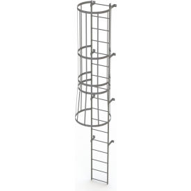 17 Step Steel Caged Fixed Access Ladder Gray - WLFC1117 WLFC1117