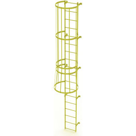 18 Step Steel Caged Fixed Access Ladder Safety Yellow - WLFC1118-Y WLFC1118-Y
