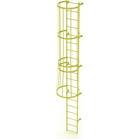 19 Step Steel Caged Fixed Access Ladder Safety Yellow - WLFC1119-Y WLFC1119-Y