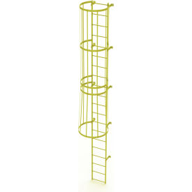 20 Step Steel Caged Fixed Access Ladder Safety Yellow - WLFC1120-Y WLFC1120-Y