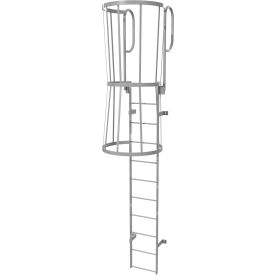 11 Step Steel Caged Walk Through Fixed Access Ladder Gray - WLFC1211 WLFC1211