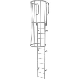 12 Step Steel Caged Walk Through Fixed Access Ladder Gray - WLFC1212 WLFC1212