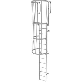 13 Step Steel Caged Walk Through Fixed Access Ladder Gray - WLFC1213 WLFC1213