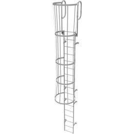 17 Step Steel Caged Walk Through Fixed Access Ladder Gray - WLFC1217 WLFC1217