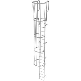 19 Step Steel Caged Walk Through Fixed Access Ladder Gray - WLFC1219 WLFC1219