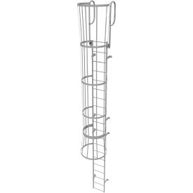 20 Step Steel Caged Walk Through Fixed Access Ladder Gray - WLFC1220 WLFC1220