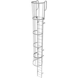 21 Step Steel Caged Walk Through Fixed Access Ladder Gray - WLFC1221 WLFC1221