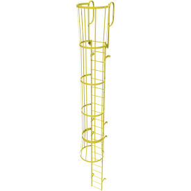 21 Step Steel Caged Walk Through Fixed Access Ladder Safety Yellow - WLFC1221-Y WLFC1221-Y