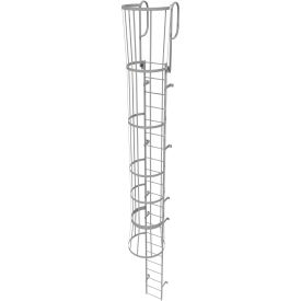 22 Step Steel Caged Walk Through Fixed Access Ladder Gray - WLFC1222 WLFC1222