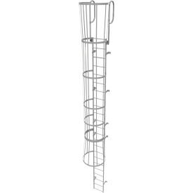 23 Step Steel Caged Walk Through Fixed Access Ladder Gray - WLFC1223 WLFC1223