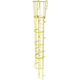 23 Step Steel Caged Walk Through Fixed Access Ladder Safety Yellow - WLFC1223-Y WLFC1223-Y