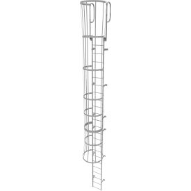 24 Step Steel Caged Walk Through Fixed Access Ladder Gray - WLFC1224 WLFC1224