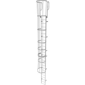 25 Step Steel Caged Walk Through Fixed Access Ladder Gray - WLFC1225 WLFC1225