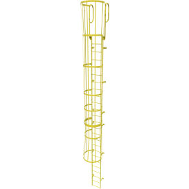 25 Step Steel Caged Walk Through Fixed Access Ladder Safety Yellow - WLFC1225-Y WLFC1225-Y