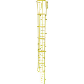 27 Step Steel Caged Walk Through Fixed Access Ladder Safety Yellow - WLFC1227-Y WLFC1227-Y