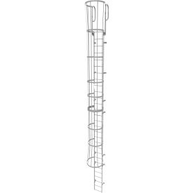 29 Step Steel Caged Walk Through Fixed Access Ladder Gray - WLFC1229 WLFC1229