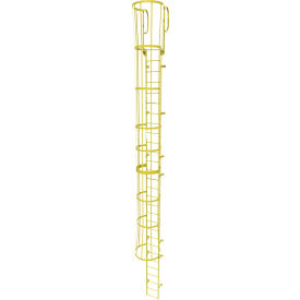 29 Step Steel Caged Walk Through Fixed Access Ladder Safety Yellow - WLFC1229-Y WLFC1229-Y