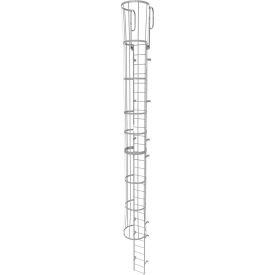 30 Step Steel Caged Walk Through Fixed Access Ladder Gray - WLFC1230 WLFC1230