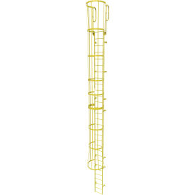 30 Step Steel Caged Walk Through Fixed Access Ladder Safety Yellow - WLFC1230-Y WLFC1230-Y