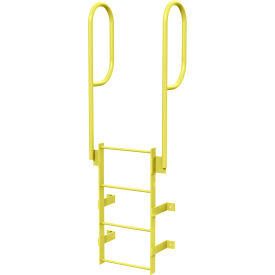 4 Step Steel Walk Through With Handrails Fixed Access Ladder Yellow - WLFS0204-Y WLFS0204-Y