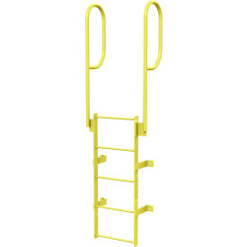 5 Step Steel Walk Through With Handrails Fixed Access Ladder Yellow - WLFS0205-Y WLFS0205-Y