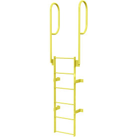 6 Step Steel Walk Through With Handrails Fixed Access Ladder Yellow - WLFS0206-Y WLFS0206-Y