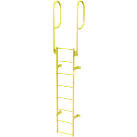 8 Step Steel Walk Through With Handrails Fixed Access Ladder Yellow - WLFS0208-Y WLFS0208-Y