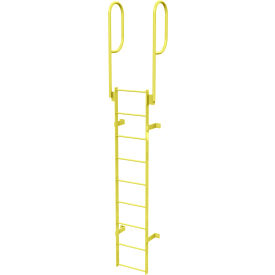 9 Step Steel Walk Through With Handrails Fixed Access Ladder Yellow - WLFS0209-Y WLFS0209-Y