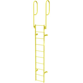 10 Step Steel Walk Through With Handrails Fixed Access Ladder Yellow - WLFS0210-Y WLFS0210-Y