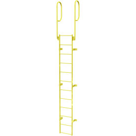 12 Step Steel Walk Through With Handrails Fixed Access Ladder Yellow - WLFS0212-Y WLFS0212-Y