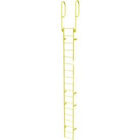 18 Step Steel Walk Through With Handrails Fixed Access Ladder Yellow - WLFS0218-Y WLFS0218-Y