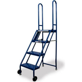 4 Step Folding Rolling Ladder Stand - Perforated Tread - KDMF104166 KDMF104166