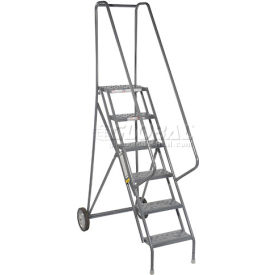 6 Step All-Terrain Rolling Steel Ladder - Perforated Tread - 450 Lbs. Capacity KDRF106166