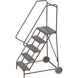 5 Step Aluminum Wheel-Barrow Style Rolling Ladder 16