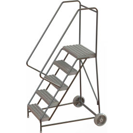 5 Step Aluminum Wheel-Barrow Style Rolling Ladder 16
