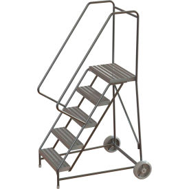 5 Step Aluminum Wheel-Barrow Style Rolling Ladder 24