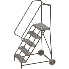 5 Step Aluminum Wheel-Barrow Style Rolling Ladder 24