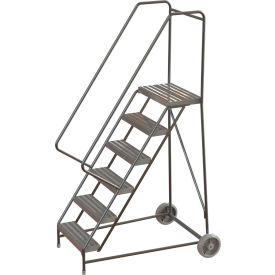 6 Step Aluminum Wheel-Barrow Style Rolling Ladder 16